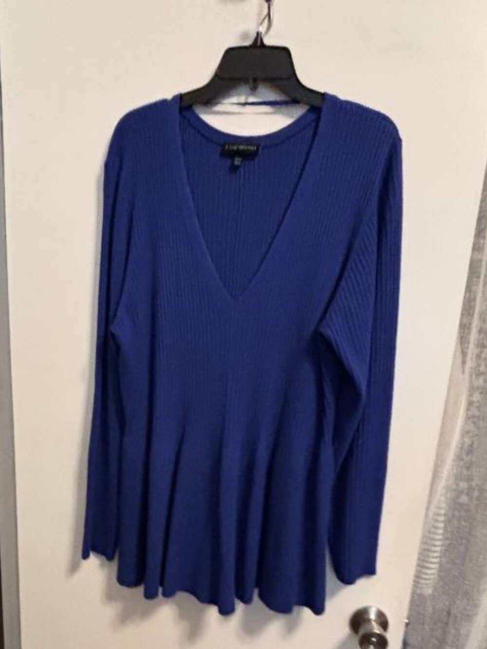 Lane Bryant Blue Ribbed Ruffle Bottom Sweater Women's 26/28